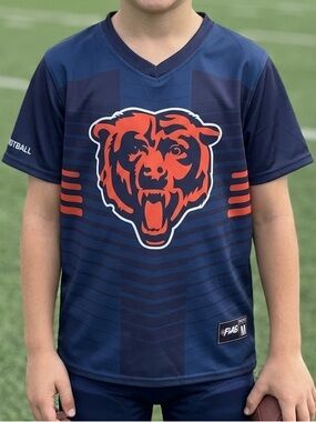 NFL Flag Chicago Bears Youth M Jersey Shirt Navy Orange Football Kids